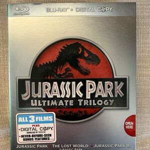 Silver and Red Jurassic Park Ultimate Trilogy Blu-ray Set